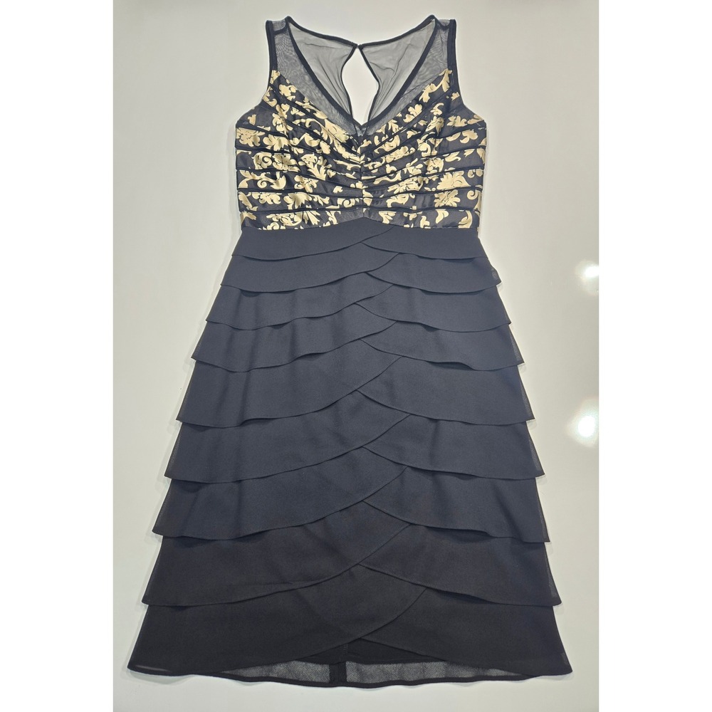 Scarlett Nite Dress Size 6 Black Gold Sleeveless Tiered Cocktail Party‎